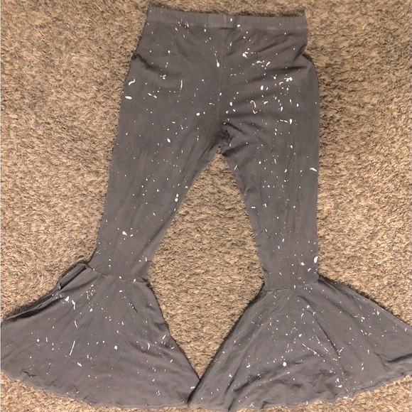 “Life of Leisure” gray splatter mega bell bottom pants - Picture 3 of 7